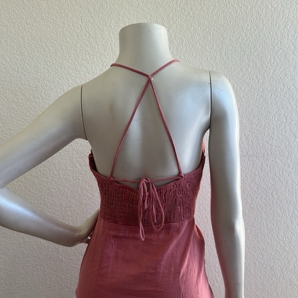 ZARA Chalk Pink Linen Blend Sleeveless Midi Dress - Picture 10 of 11